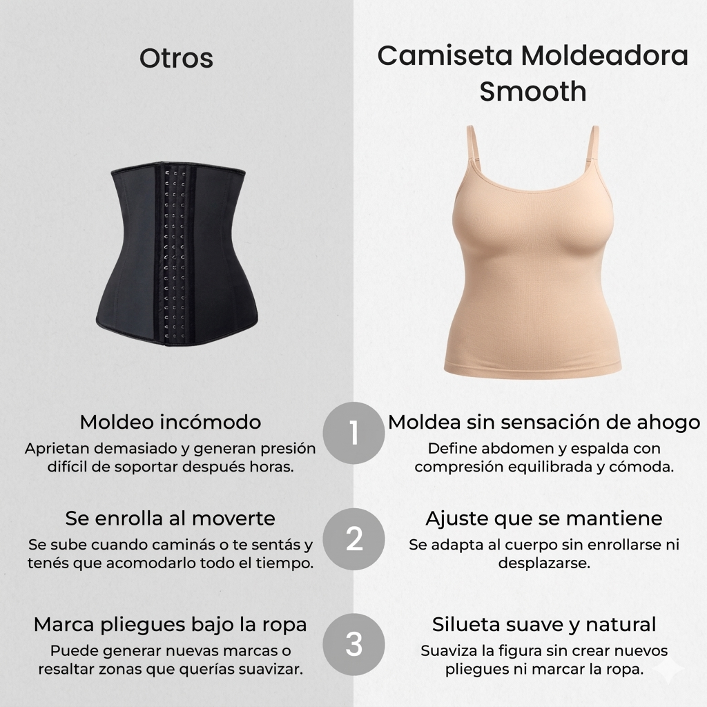 CAMISETA SMOOTH REDUCTORA 2x1 + 3 COLALES DE REGALO
